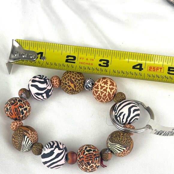 Disney Animal Print Beaded Keychain Bracelet Safari Inspired Beads & Keyring - Picture 6 of 6